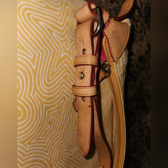 DOONEY & BOURKE Yellow Fabric Hobo Handbag Purse - Picture 3 of 11